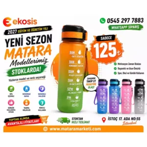 1000 ML Motivasyon Matarası | Pipetli Askılı BPA Free Spor Suluk