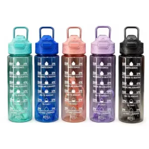 1000 ML Motivasyon Matarası | Pipetli Kilitli BPA Free Spor Suluk