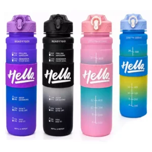 1000 ML Pastel Renk Motivasyon Matarası | Pipetli BPA Free Spor Suluk