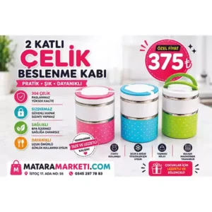 2 Katlı Çelik Beslenme Kabı – 304 Paslanmaz Çelik Lunch Box