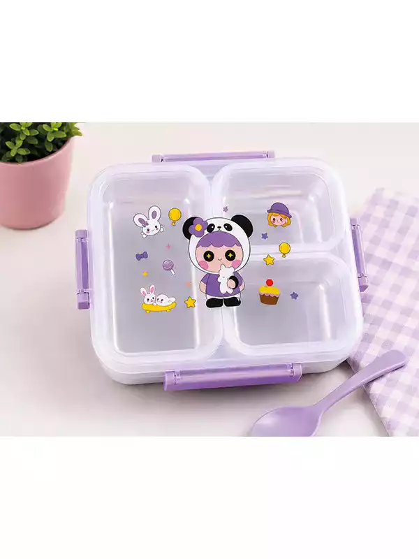 3 Bölmeli Çocuk Lunch Box – Sevimli Desenli Kaşıklı Bento Beslenme Kabı 3 Bölmeli Çocuk Lunch Box – Sevimli Desenli Kaşıklı Bento Beslenme Kabı