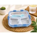 3 Bölmeli Lunch Box Yemek Kabı – Sızdırmaz Kaşıklı Bento Beslenme Kabı