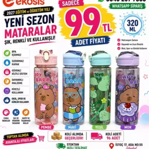 320 ml Çocuk Matarası – Pipetli, Kilitli Kapaklı ve Renkli Su Matarası