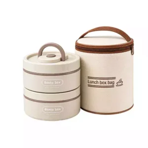 3’lü Beslenme Kabı Seti – 2 Katlı Çelik Lunch Box ve Taşıma Çantası
