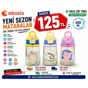 450 ML Pipetli Çocuk Matarası | Kilitli BPA Free Okul Suluğu