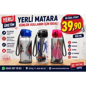 500 ml Askılı Çocuk Matarası – Kilitli Kapaklı, Pipetli ve Sızdırmaz Su Matarası