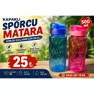 500 ml Kapaklı Sporcu Matarası – Sızdırmaz Su Şişesi