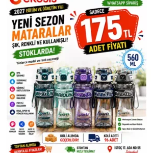 560 ml Spor Matarası – Pipetli, Sızdırmaz Kapaklı, Askılı Su Şişesi