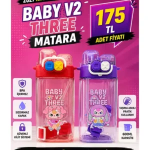 600 ML Baby V2 Three Çocuk Matara | Pipetli Askılı BPA Free Suluk