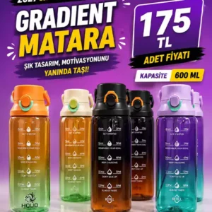 600 ML Gradient Motivasyon Matara – Tritan Spor Suluk | BPA İçermez