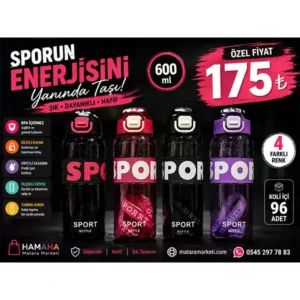 600 ml Sporcu Matarası – Pipetli Kilitli Kapaklı Spor Su Şişesi