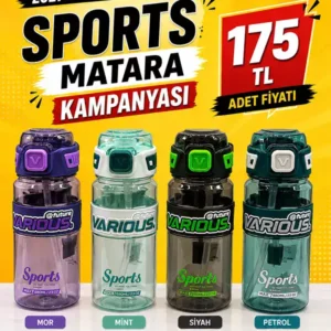 680 ML Spor Matara Pipetli BPA Free Kilitli Kapaklı Askılı Tritan Suluk