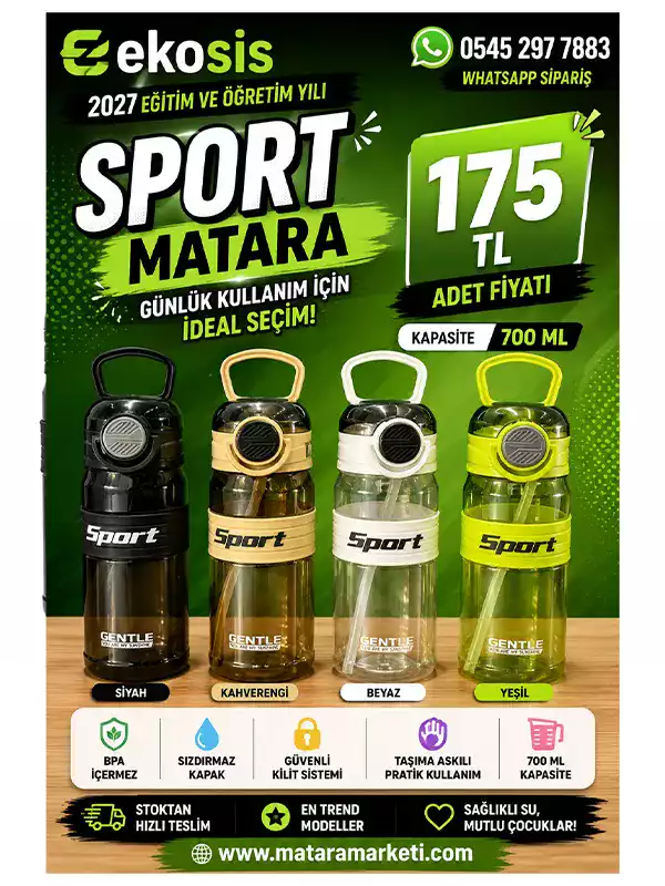 700 ML Sport Matara | BPA Free Pipetli Kilitli Spor Suluğu