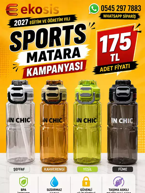 700 ML Askılı Spor Matara | BPA Free Pipetli Kilitli Suluk | Matara Marketi