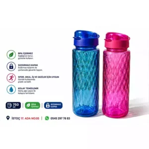 750 ml Kapaklı Sporcu Matarası – Sızdırmaz Su Şişesi