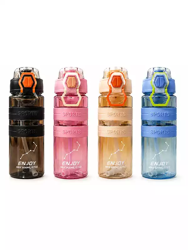 800 ML Sports Matara | Kilitli Kapaklı, Pipetli Tritan Spor Suluğu