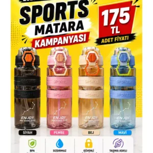 800 ML Sports Matara | Kilitli Kapaklı, Pipetli Tritan Spor Suluğu