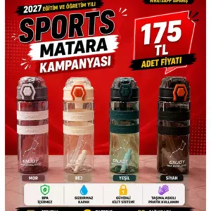 800 ML Sports Matara | Pipetli Kilitli Tritan Su Matarası
