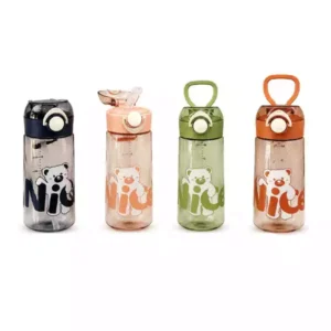 Ayıcık Desenli Pipetli Spor Matara 650 ML | Kulplu BPA Free Su Şişesi