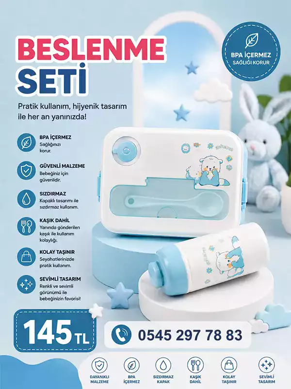 Bebek Beslenme Seti Lunch Box ve Matara Seti – Kaşık Dahil
