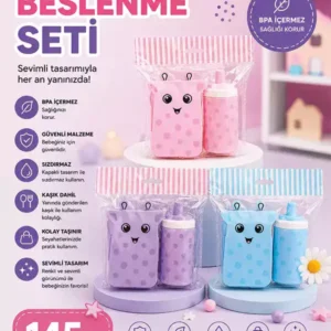 Bebek Beslenme Seti – Sevimli Tasarımlı Matara ve Beslenme Kutusu