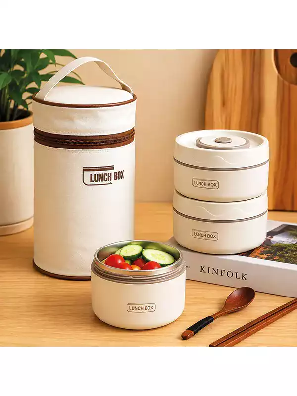 Çantalı 3’lü Beslenme Kabı Seti – 3 Katlı Lunch Box ve Taşıma Çantası