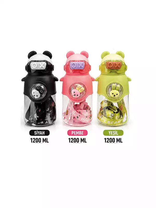 Cute Animal Panda Kulaklı Çocuk Matarası 1200 ML | Askılı BPA Free Suluk Cute Animal Panda Kulaklı Çocuk Matarası 1200 ML | Askılı BPA Free Suluk