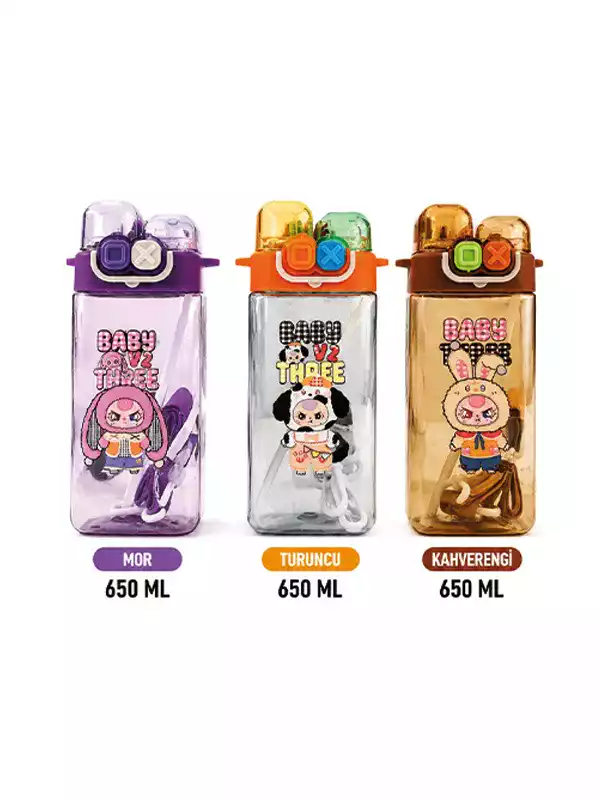 Cute Kapaklı Pipetli Çocuk Matarası 650 ML | Askılı BPA Free Suluk Cute Kapaklı Pipetli Çocuk Matarası 650 ML | Askılı BPA Free Suluk