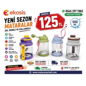 Kulplu Pipetli Spor Matara 500 ML | BPA Free Kilitli Su Şişesi
