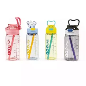 Kulplu Pipetli Spor Matara 750 ML | Ölçekli BPA Free Su Şişesi