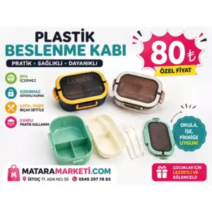 Lunch Box Beslenme Kabı Çatal Kaşık Bıçak Setli – Bölmeli Yemek Saklama Kabı