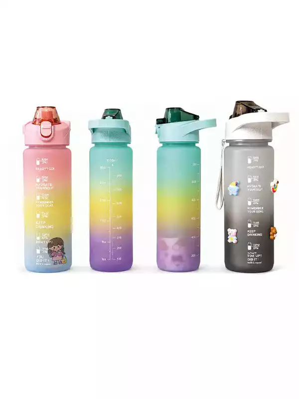 Motivasyon Ölçekli Spor Matara 1100 ML | Pipetli BPA Free Su Şişesi