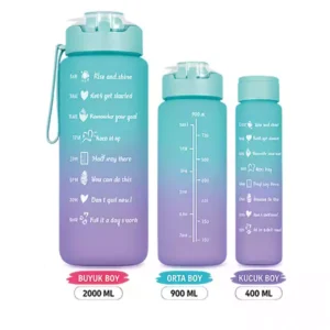 Motivasyon Serisi 3'lü Spor Matara Seti | 2000 ML + 900 ML + 400 ML