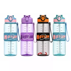 Motton 1000 ML Su Matarası – Ölçekli, Kilitli Kapaklı ve Taşıma İpli