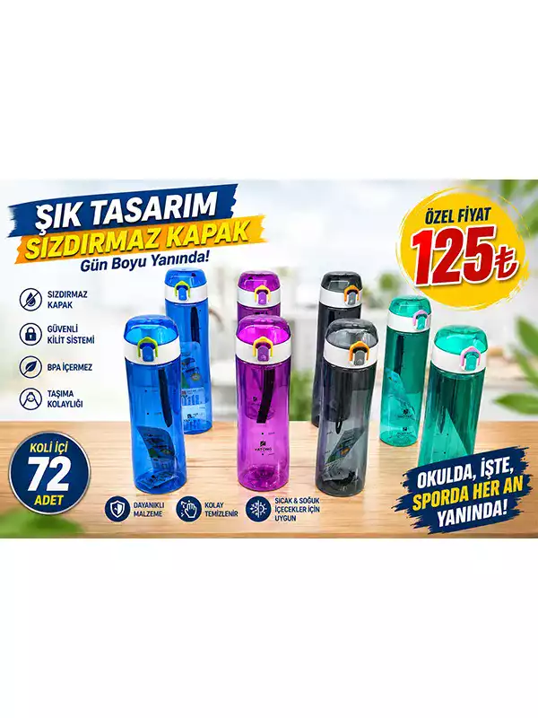Pipetli Spor Matara – Kilitli Kapaklı, Sızdırmaz ve Taşıması Kolay Su Matarası