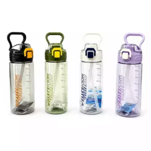 Şeffaf Pipetli Kilitli Spor Matara 750 ML | Taşıma Kulplu BPA Free Suluk