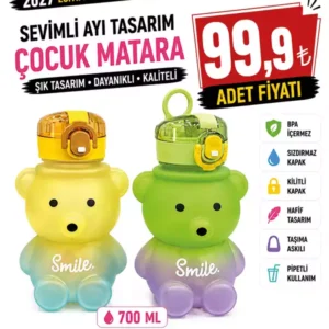Sevimli Ayı Tasarım Çocuk Matarası