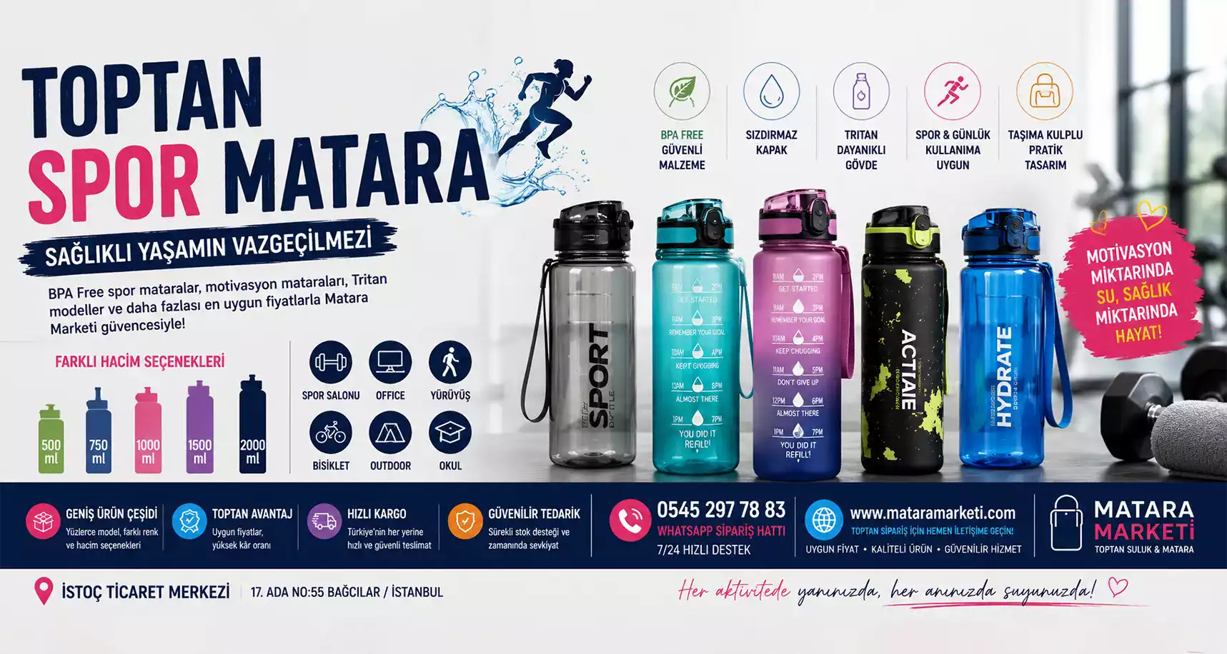 Toptan Spor Matara | BPA Free Spor Su Şişesi Modelleri