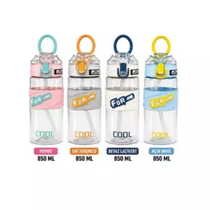 Trend Kulplu Pipetli Çocuk Matarası 850 ML | BPA Free Askılı Suluk