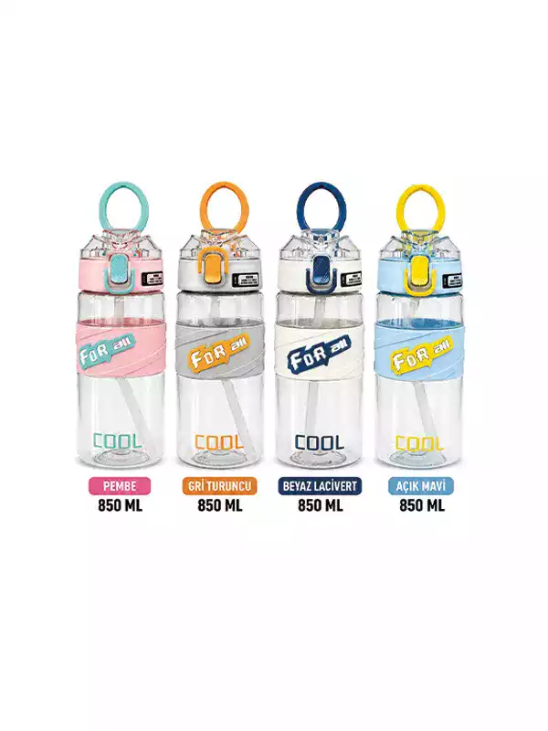 Trend Kulplu Pipetli Çocuk Matarası 850 ML | BPA Free Askılı Suluk Trend Kulplu Pipetli Çocuk Matarası 850 ML | BPA Free Askılı Suluk