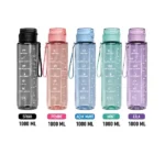 Trend Ölçekli Pipetli Spor Matara 1000 ML | Askılı BPA Free Su Şişesi