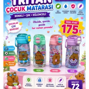 Tritan Çocuk Matarası – Sızdırmaz Kapaklı Renkli Çocuk Su Matarası